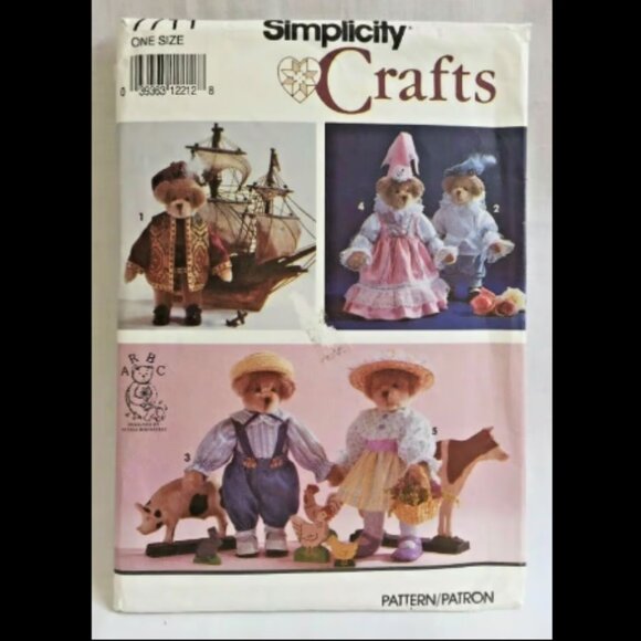 Simplicity Pattern 7711 13" Historical/Renaissance Bears + Clothes - Picture 1 of 2